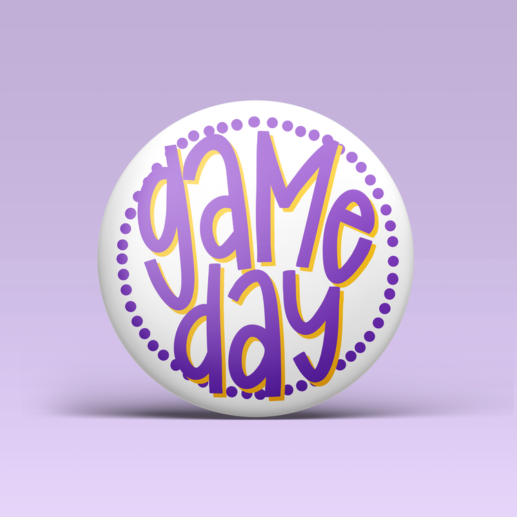 Polka Dot Game Day Buttons - Purple & Gold