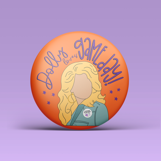 Dolly <3s Gameday Button - Purple & Orange