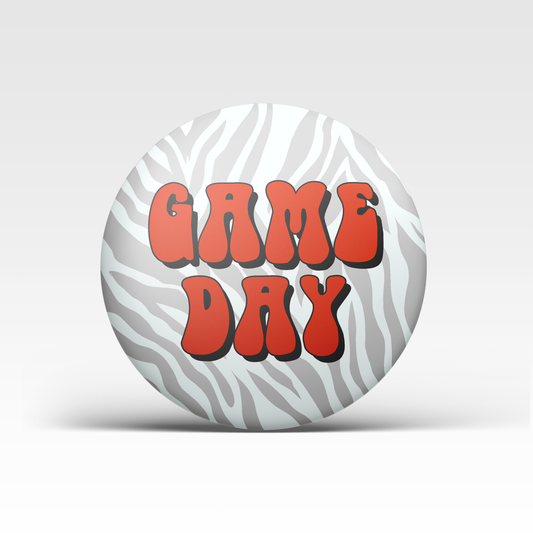 Zebra Game Day Button - Red