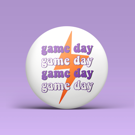 Lightning Bolt Button - Purple & Orange