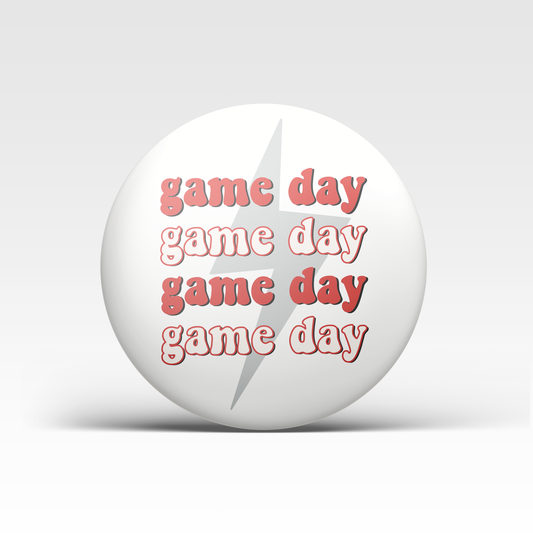 Game Day Lightning Bolt Button - Red