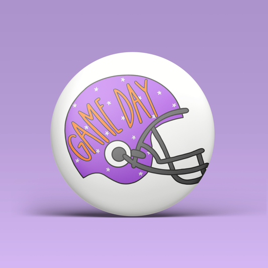 Gameday Helmet Button - Purple & Orange