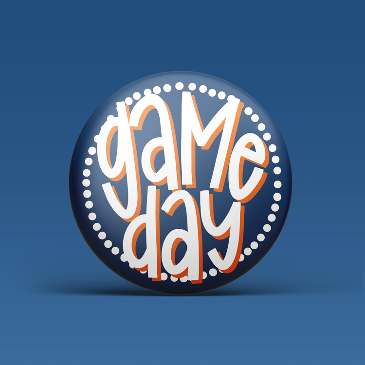 Polka Dots Button - Navy & Orange
