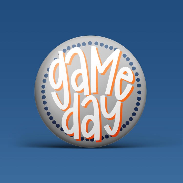 Polka Dots Button - Navy & Orange