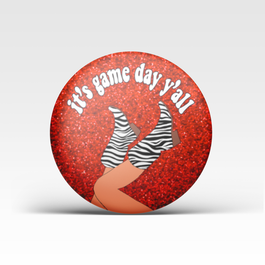 It's Game Day Y'all Glitter Button - Red