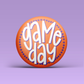 Polka Game Day Button - Purple & Orange