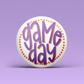 Polka Game Day Button - Purple & Orange
