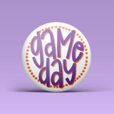 Polka Game Day Button - Purple & Orange