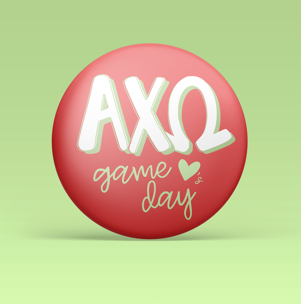 Alpha Chi Omega Loves Game Day Pinback Button