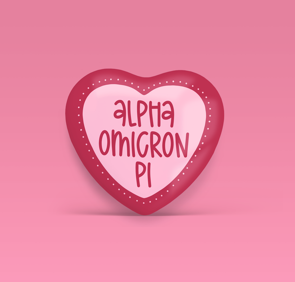 Alpha Omicron Pi Heart Pinback Button
