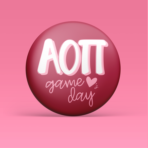 Alpha Omicron Pi Loves Game Day Pinback Button