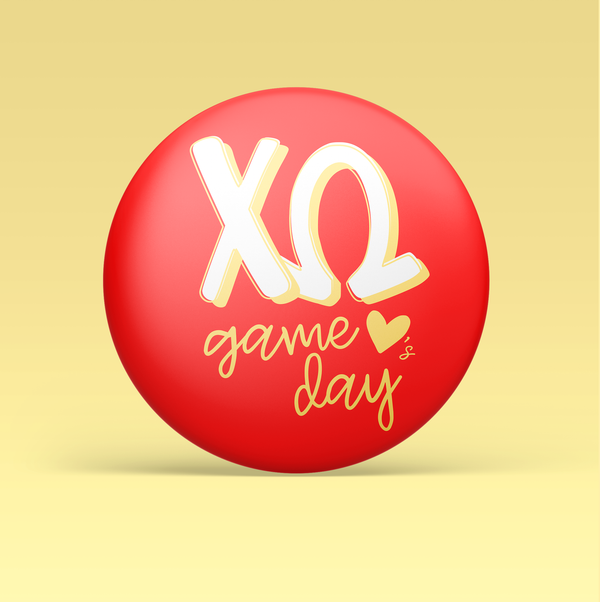Chi Omega Loves Game Day Pinback Button