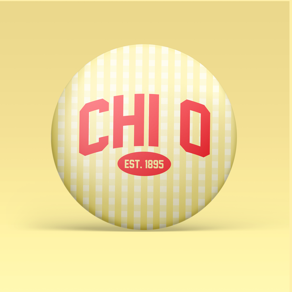 Chi Omega Gingham Button