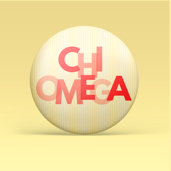 Chi Omega Layered Letters Button