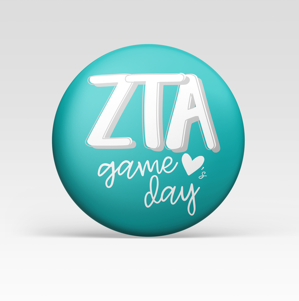 Zeta Tau Alpha Loves Game Day Pinback Button