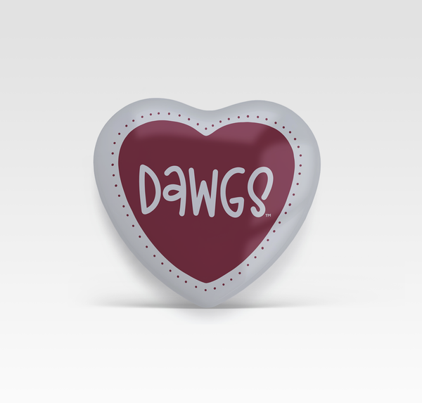 Dawgs Heart Button - Heart Shape button