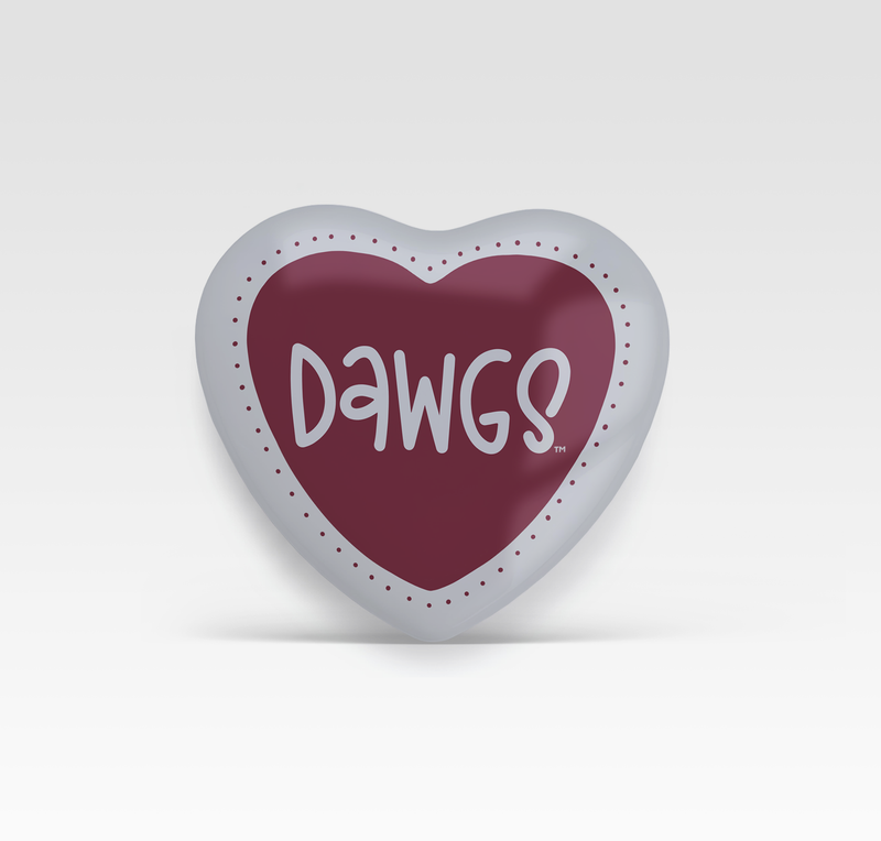 Dawgs Heart Button - Heart Shape button