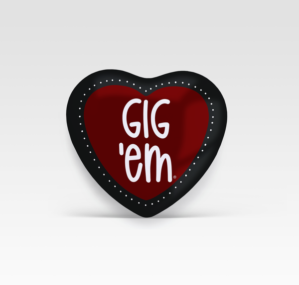 Gig 'Em Heart - Heart Shape button