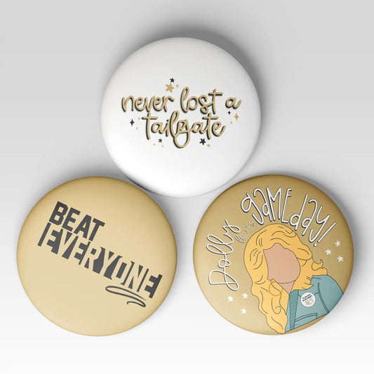 Gold Game Day Buttons