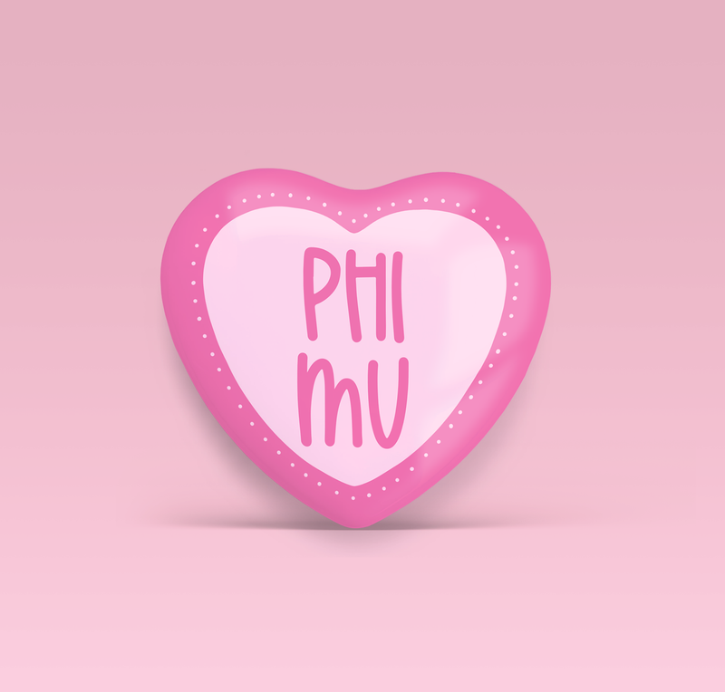 Phi Mu Heart Pinback Button