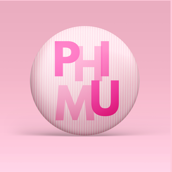 Phi Mu Layered Letters Button