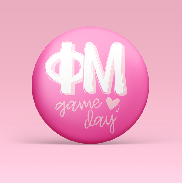Phi Mu Loves Game Day Pinback Button