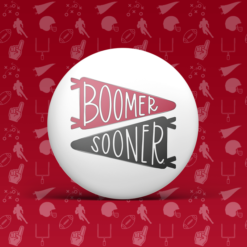 Boomer Sooner Pennant Flag Button