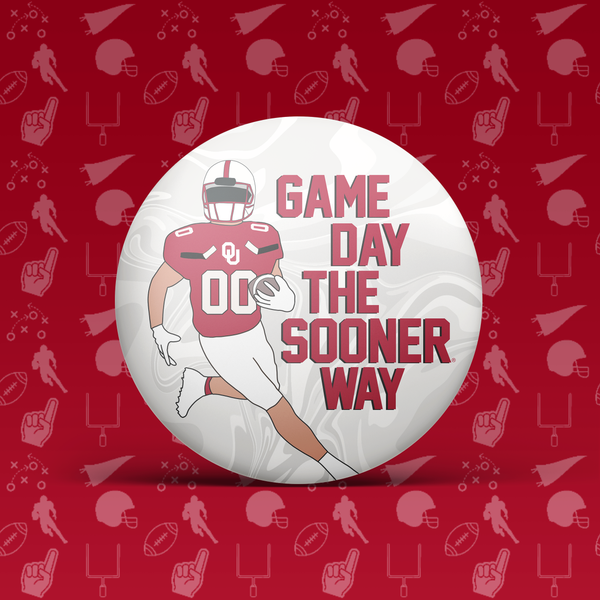 Game Day The Sooner Way Football Player Button