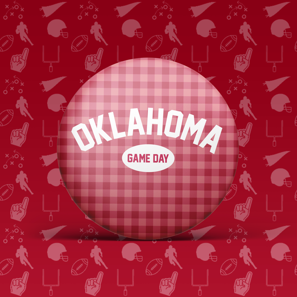 Oklahoma Game Day Gingham Button