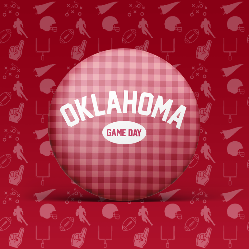 Oklahoma Game Day Gingham Button