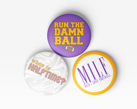 Purple & Gold Game Day Buttons