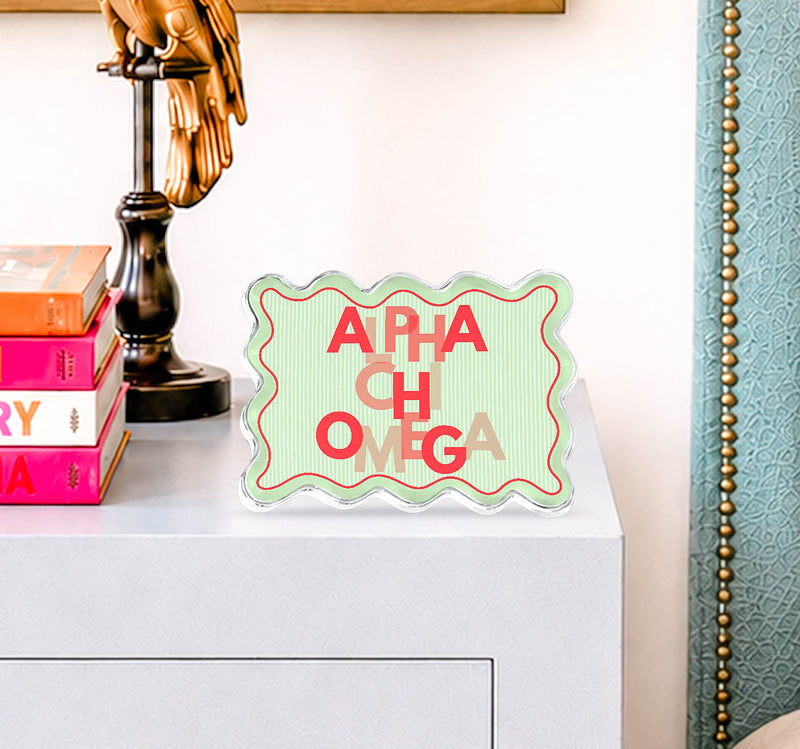 Alpha Chi Omega Scallop Acrylic Shelfie