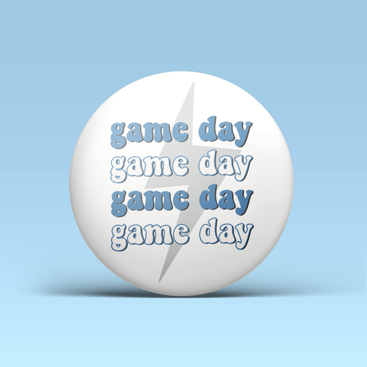 Game Day Lightning Bolt Button - Blue