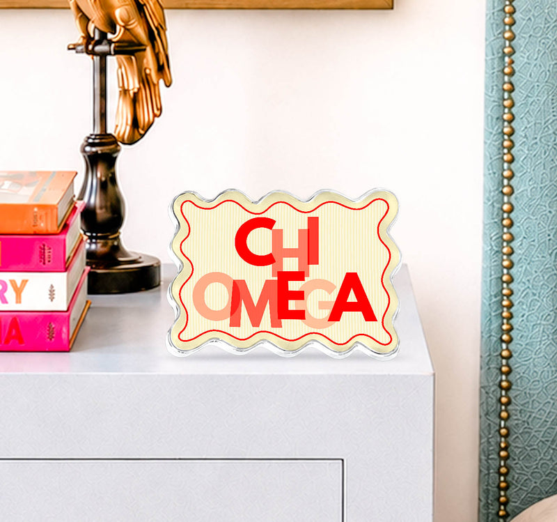 Chi Omega Scallop Acrylic Shelfie