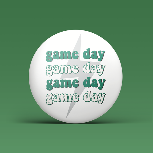 Game Day Lightning Bolt Button - Green