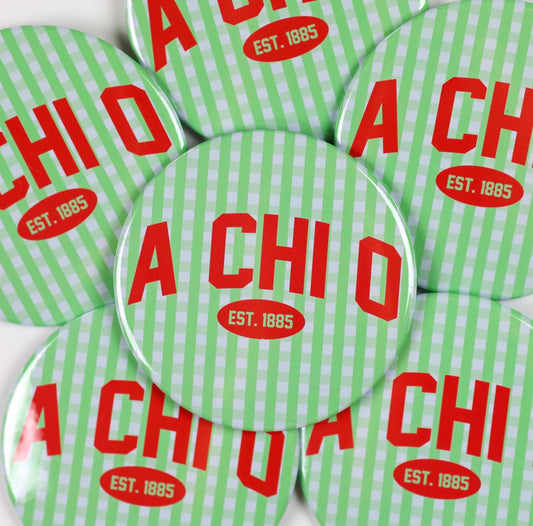 Alpha Chi Omega Gingham Button