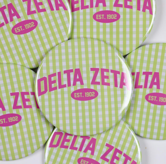 Delta Zeta Gingham Button