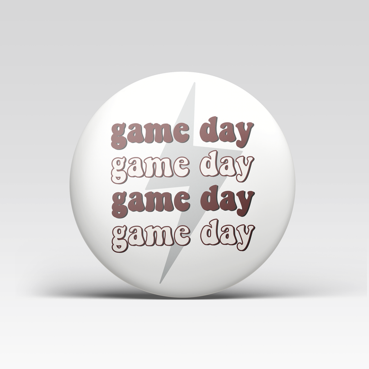 Game Day Lightning Bolt Button - Maroon