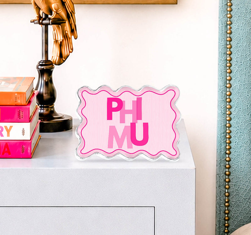 Phi Mu Scallop Acrylic Shelfie