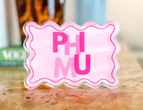 Phi Mu Scallop Acrylic Shelfie lifestyle photo