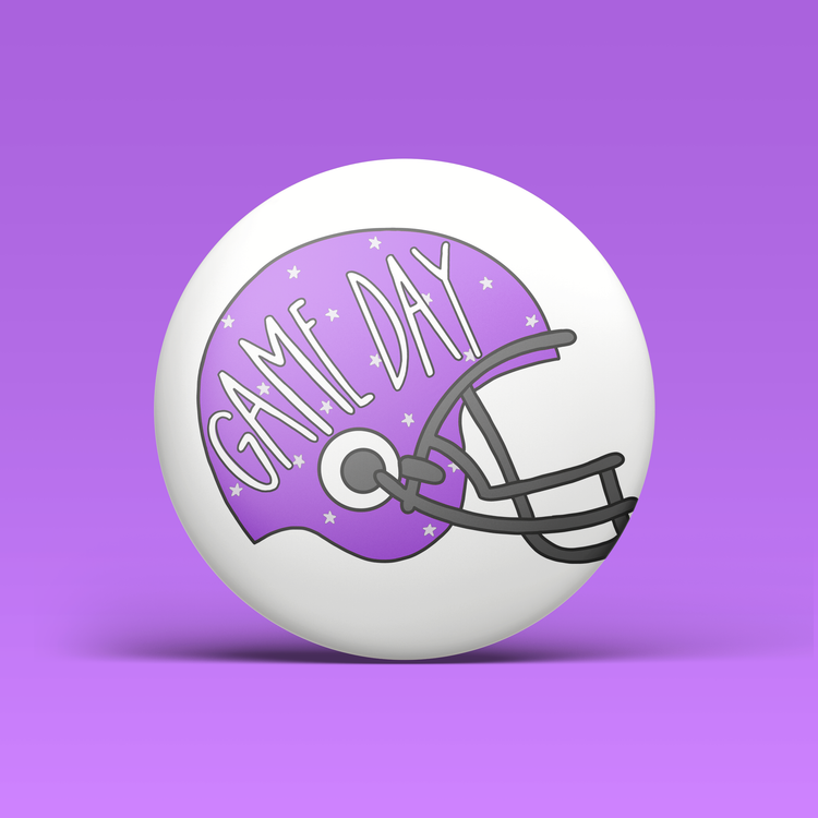 Game Day Helmet Button - Purple
