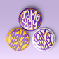 Polka Dot Game Day Buttons - Purple & Gold