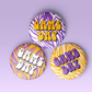 Zebra Game Day Buttons - Purple & Gold