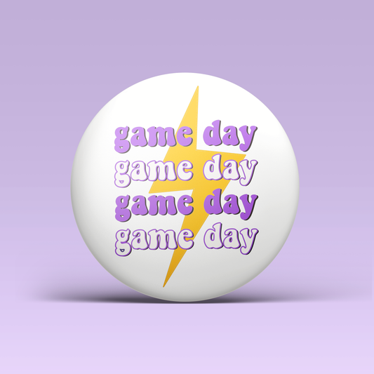 Lightning Bolt Button - Purple & Gold