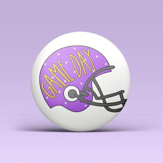 Game Day Helmet Button - Purple & Gold
