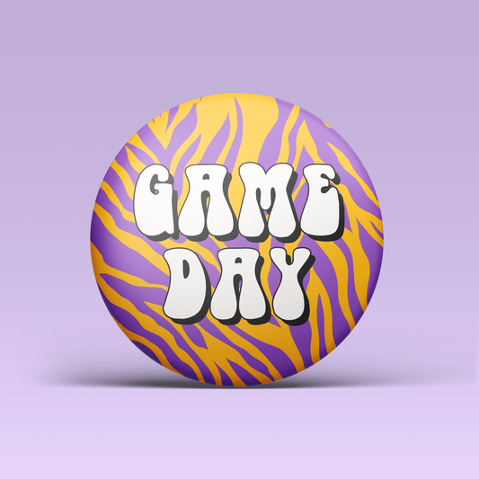 Zebra Game Day Buttons - Purple & Gold