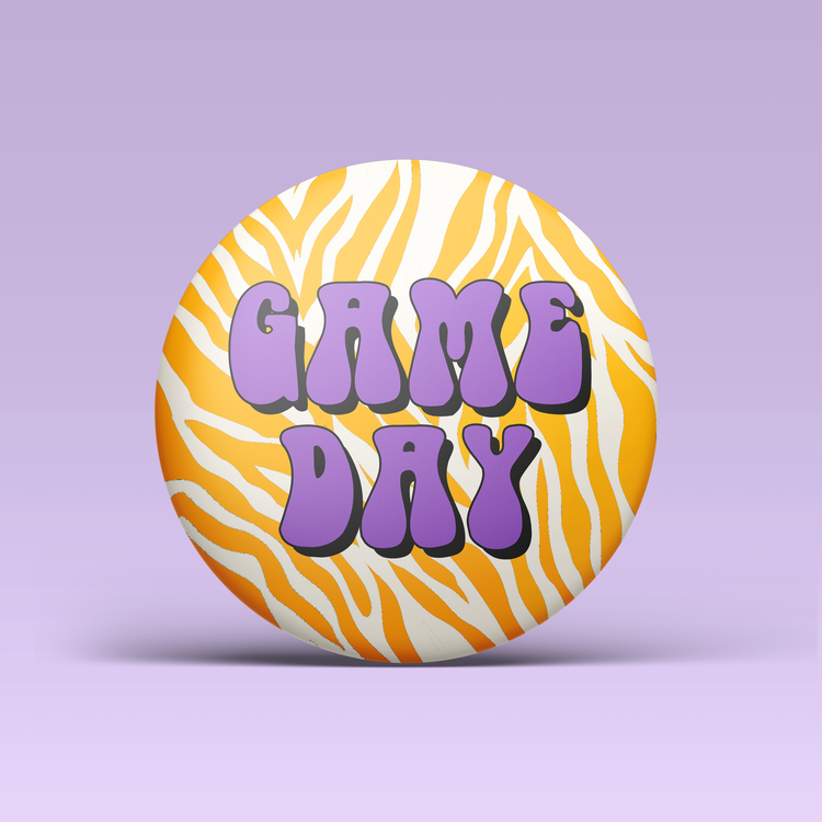 Zebra Game Day Buttons - Purple & Gold