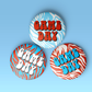 Zebra Game Day Button - Blue & Red