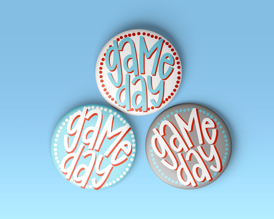 Polka Dot Game Day Button - Blue & Red