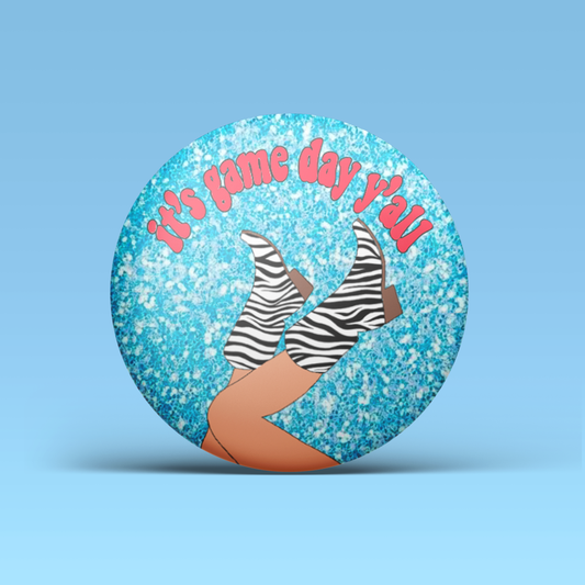 It's Game Day Y'all Button - Blue & Red